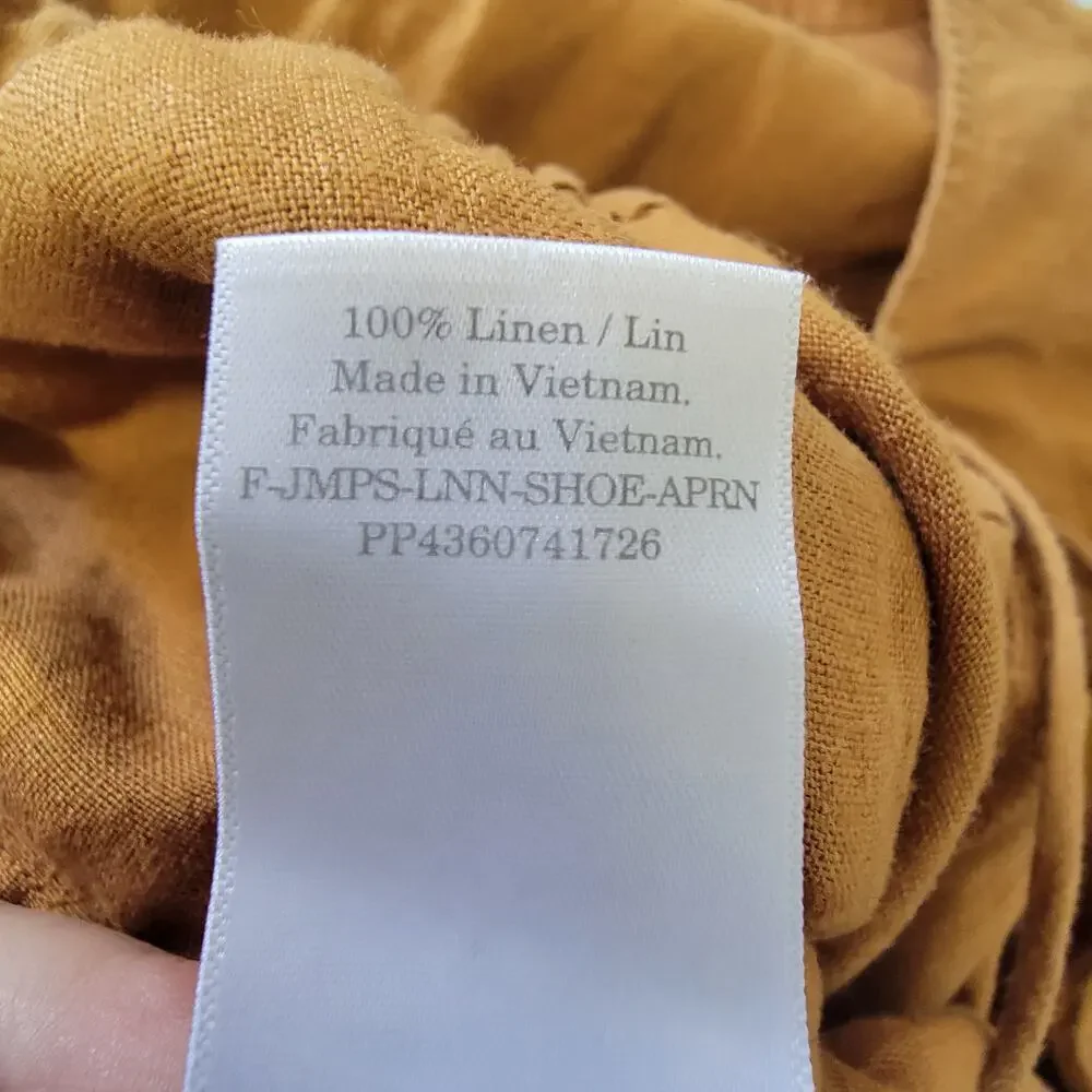 Everlane Linen Sleeveless Spaghetti Strap Open Back Mustard Orange Pant Jumpsuit